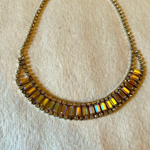 Vintage 1950’s  Baguette cut Aurora Borealis choker. Shepherds hook EUC - Picture 6 of 9
